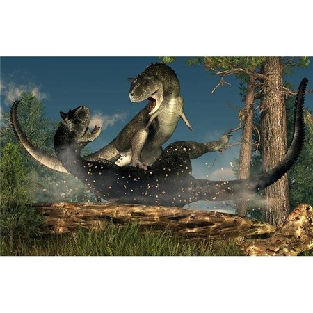 PlayThing A Couple of Carnotaurus Dinosaurs Fighting Poster Print44; 17 x 11